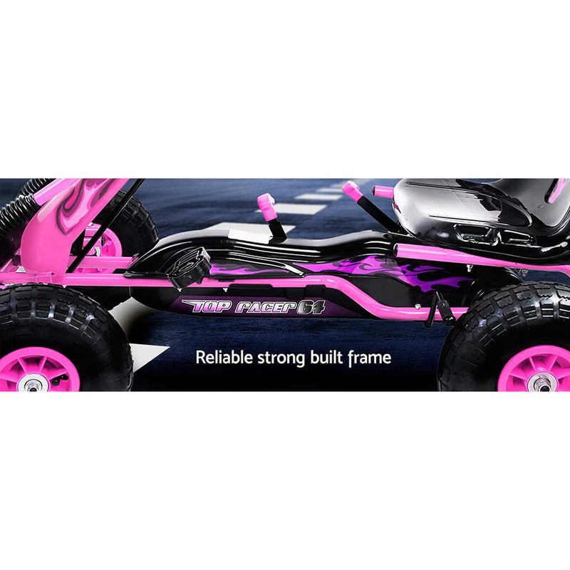 Dealsmate  Kids Pedal Go Kart Ride On Toys Racing Car Rubber Tyre Pink