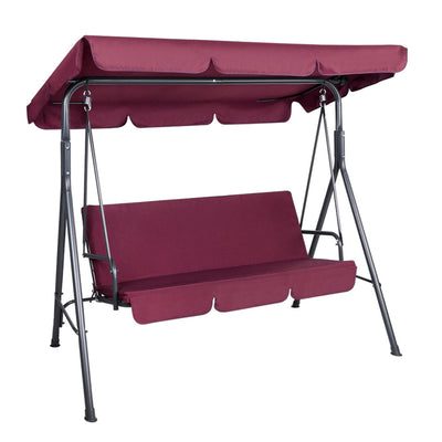 Dealsmate  Outdoor Swing Chair Garden Bench Furniture Canopy 3 Seater Wine Red