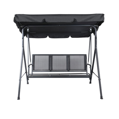 Dealsmate  Outdoor Swing Chair Garden Bench Furniture Canopy 3 Seater Mesh Black