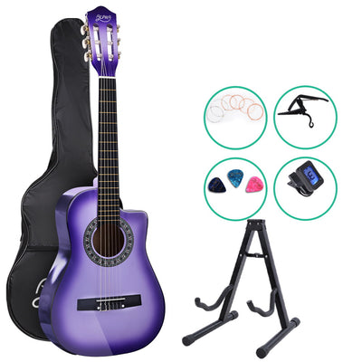 Dealsmate Alpha 34 Inch Classical Guitar Wooden Body Nylon String w/ Stand Beignner Purple