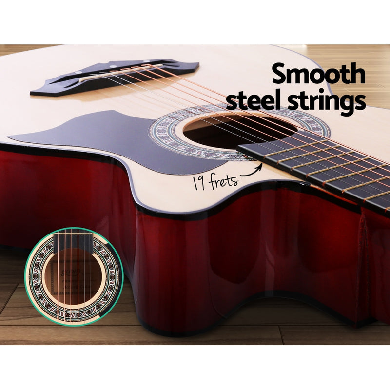Dealsmate Alpha 38 Inch Acoustic Guitar Wooden Body Steel String Full Size Cutaway Wood