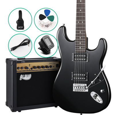 Dealsmate Alpha Electric Guitar And AMP Music String Instrument Rock Black Carry Bag Steel String