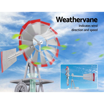 Dealsmate Garden Windmill 6FT 186cm Metal Ornaments Outdoor Decor Ornamental Wind Will