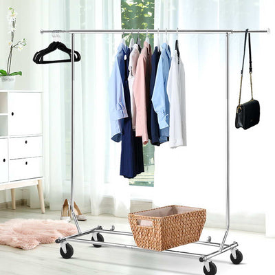 Dealsmate  Clothes Coat Rack Stand Portable Garment Hanging Rail Airer Adjustable