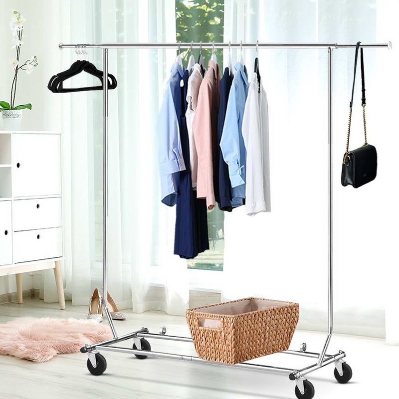 Dealsmate  Clothes Coat Rack Stand Portable Garment Hanging Rail Airer Adjustable