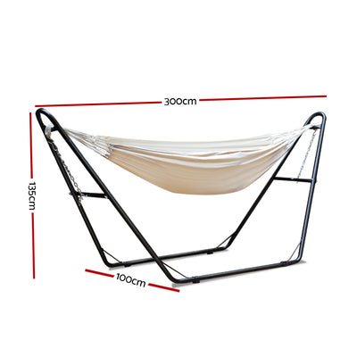 Dealsmate  Hammock Bed with Steel Frame Stand - Cream