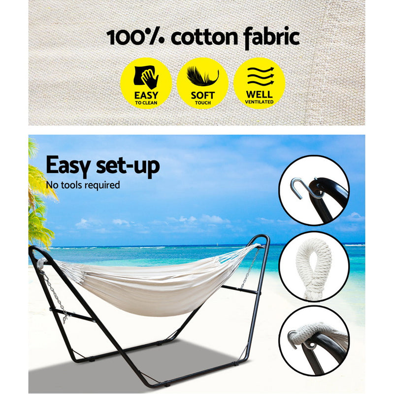 Dealsmate  Hammock Bed with Steel Frame Stand - Cream