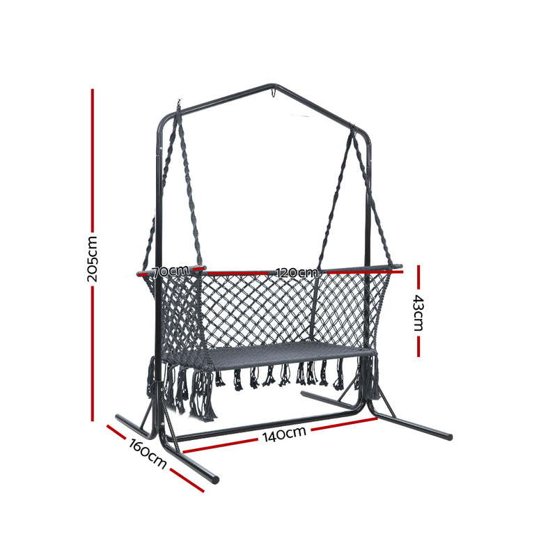 Dealsmate  Outdoor Swing Hammock Chair with Stand Frame 2 Seater Bench Furniture