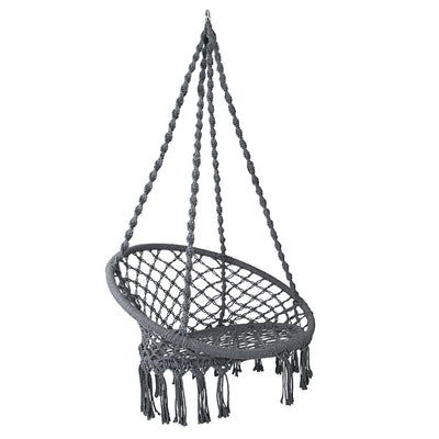 Dealsmate  Hammock Chair Outdoor Hanging Macrame Cotton Indoor Grey