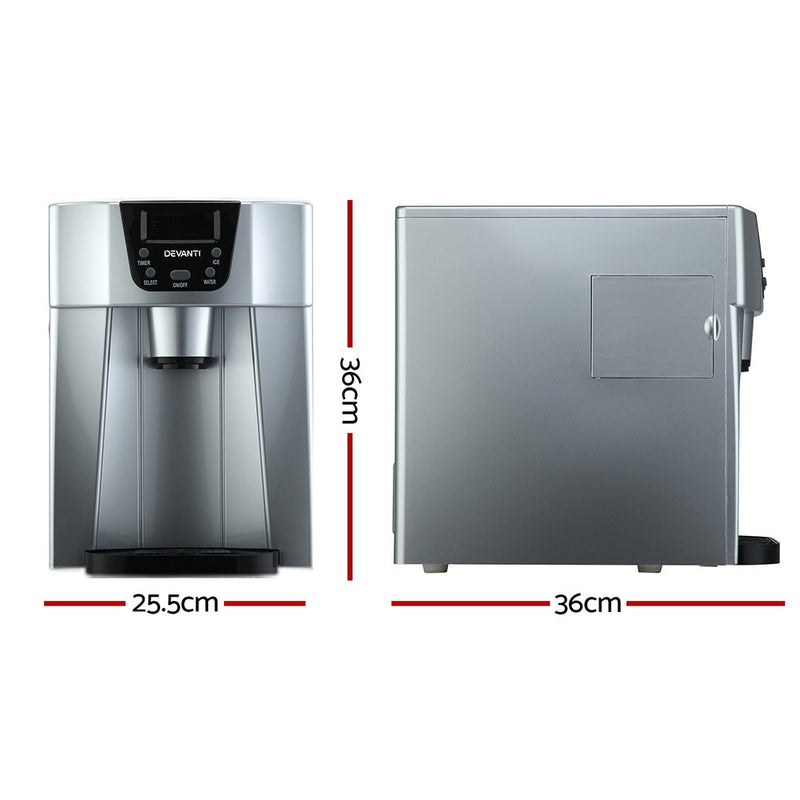 Dealsmate Devanti 2L Portable Ice Cuber Maker & Water Dispenser - Silver