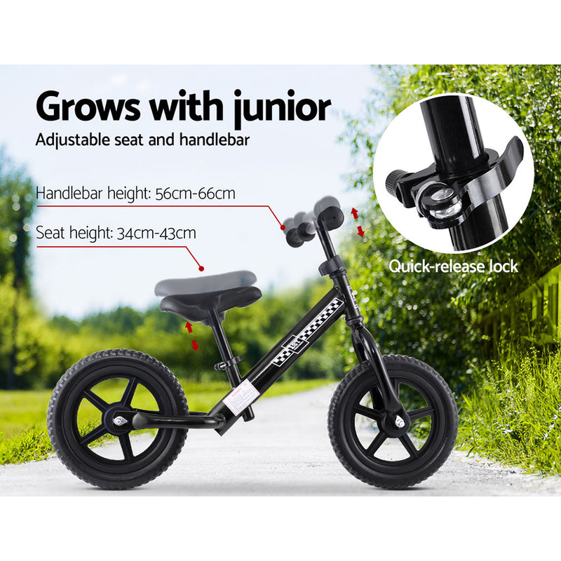Dealsmate  Kids Balance Bike Ride On Toys Push Bicycle Wheels Toddler Baby 12 Bikes Black