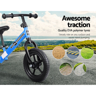 Dealsmate  Kids Balance Bike Ride On Toys Push Bicycle Wheels Toddler Baby 12 Bikes Blue