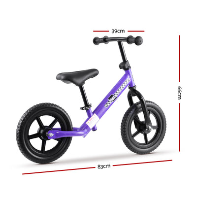 Dealsmate  Kids Balance Bike Ride On Toys Push Bicycle Wheels Toddler Baby 12 Bikes Purple