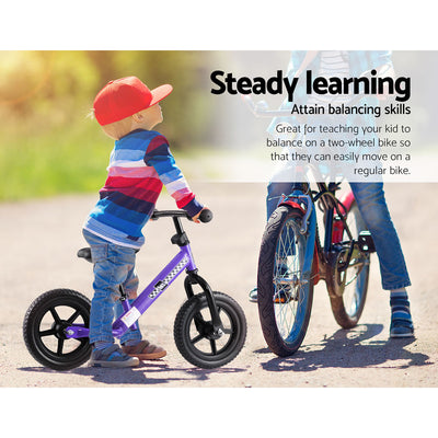 Dealsmate  Kids Balance Bike Ride On Toys Push Bicycle Wheels Toddler Baby 12 Bikes Purple