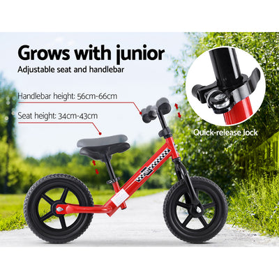 Dealsmate  Kids Balance Bike Ride On Toys Push Bicycle Wheels Toddler Baby 12 Bikes Red