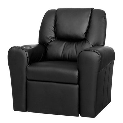 Dealsmate Keezi Kids Recliner Chair PU Leather Sofa Lounge Couch Children Armchair Black