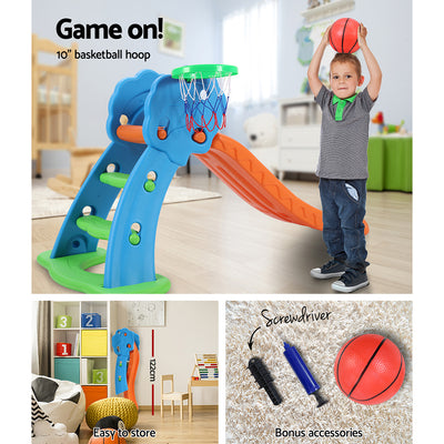 Dealsmate Keezi Kids Slide with Basketball Hoop with Ladder Base Outdoor Indoor Playground Toddler Play 