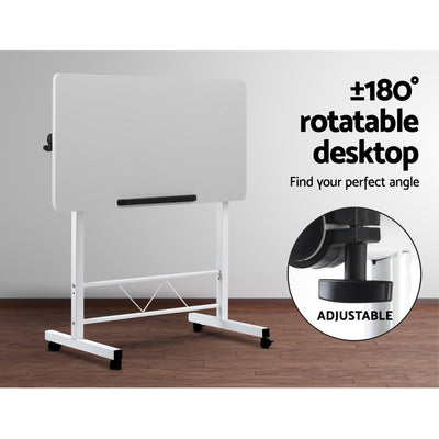Dealsmate Portable Mobile Laptop Desk Notebook Computer Height Adjustable Table Sit Stand Study Office Work White