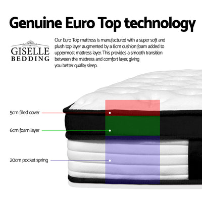 Dealsmate Giselle Bedding 31cm Mattress Euro Top Double