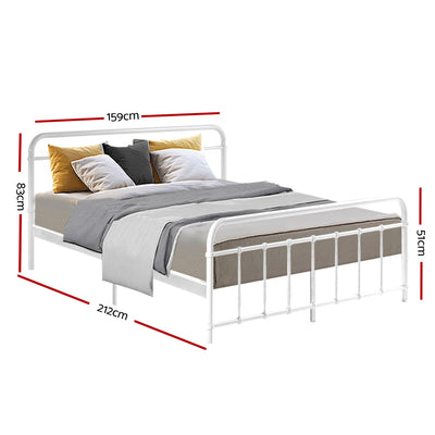 Dealsmate  Bed Frame Metal Frames LEO - Queen (White)