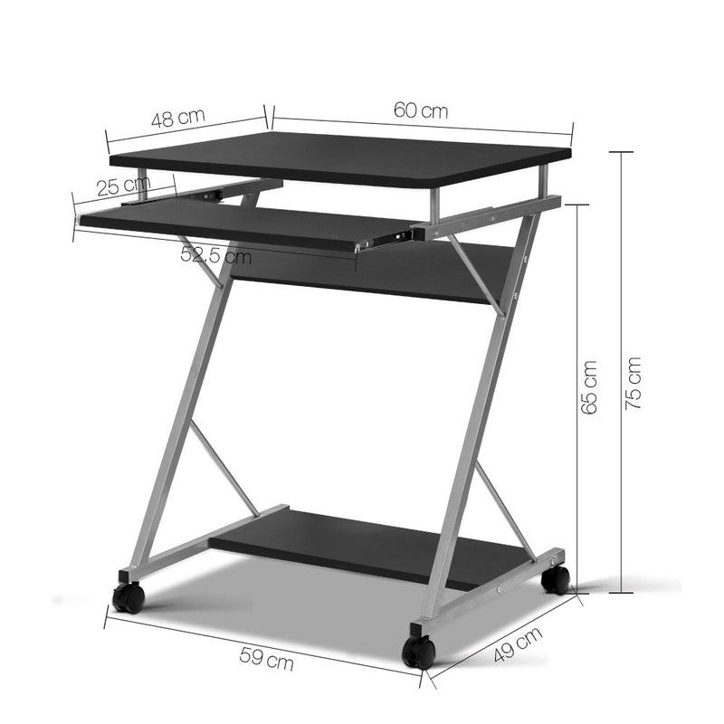 Dealsmate  Metal Pull Out Table Desk - Black