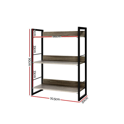 Dealsmate  Bookshelf Display Shelves Metal Bookcase Wooden Book Shelf Wall Storage