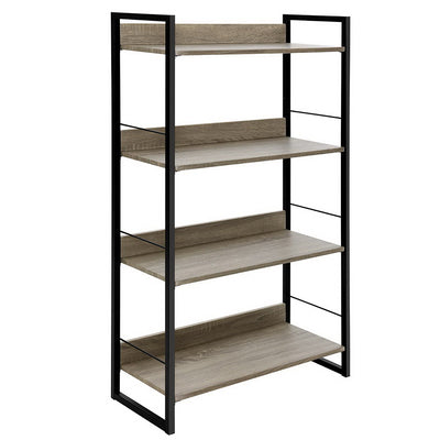 Dealsmate  Book Shelf Display Shelves Corner Wall Wood Metal Stand Hollow Storage