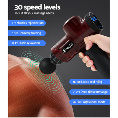 Dealsmate  Massage Gun 6 Heads Electric Massager LCD Vibration Percussion Relief