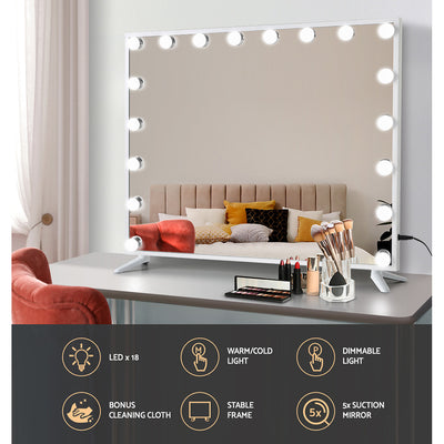 Dealsmate  Makeup Mirror Hollywood 80x65cm 18 LED with Light Vanity Dimmable Wall