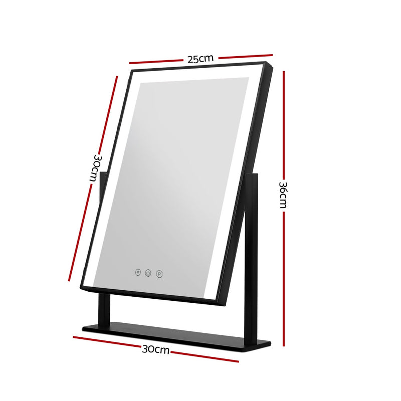 Dealsmate  Makeup Mirror 25x30cm with Led light Lighted Standing Mirrors Black