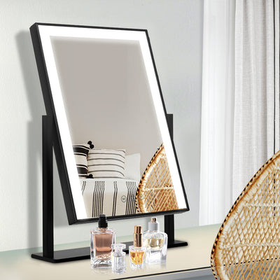 Dealsmate  Makeup Mirror 30x40cm with Led light Lighted Standing Mirrors Black