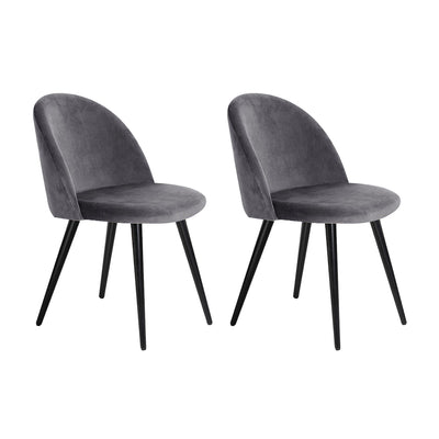 Dealsmate  Set of 2 Velvet Modern Dining Chair - Dark Grey
