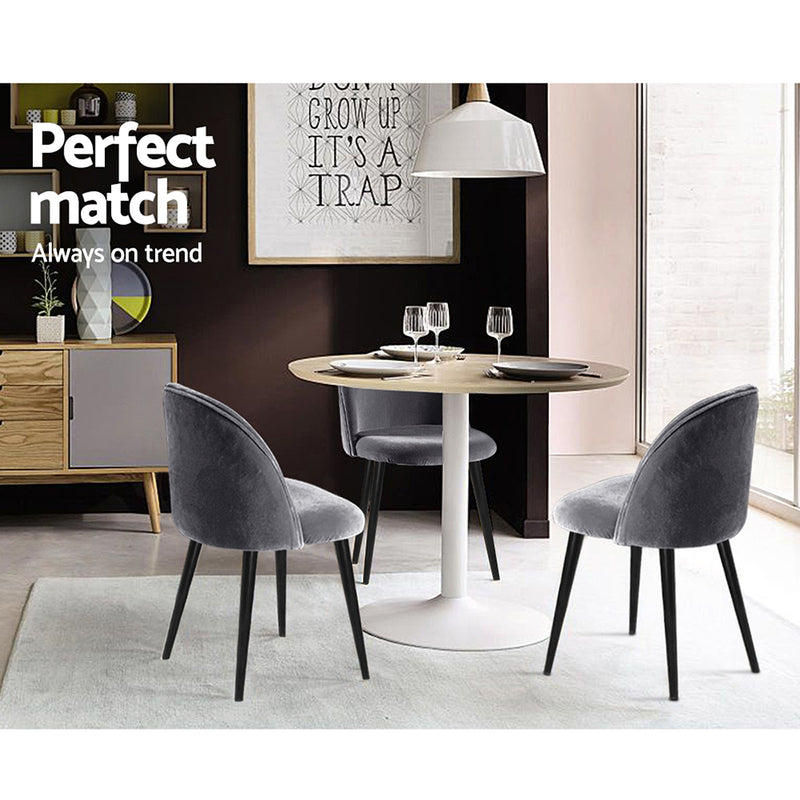 Dealsmate  Set of 2 Velvet Modern Dining Chair - Dark Grey