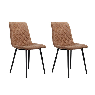 Dealsmate  Set of 2 Dining Chairs Replica Kitchen Chair PU Leather Padded Retro Iron Legs