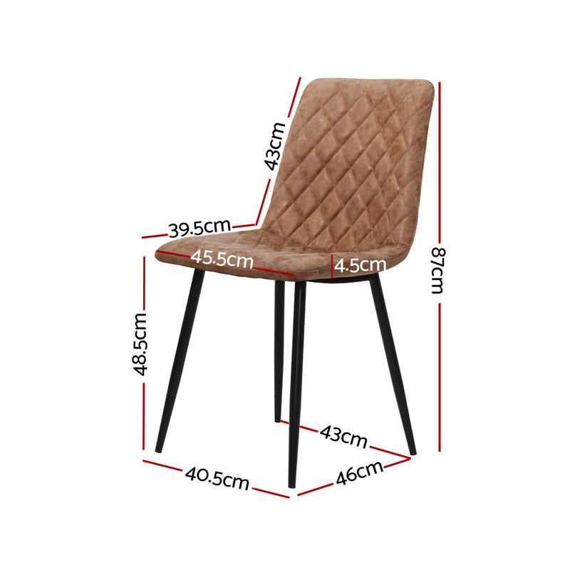 Dealsmate  Set of 2 Dining Chairs Replica Kitchen Chair PU Leather Padded Retro Iron Legs
