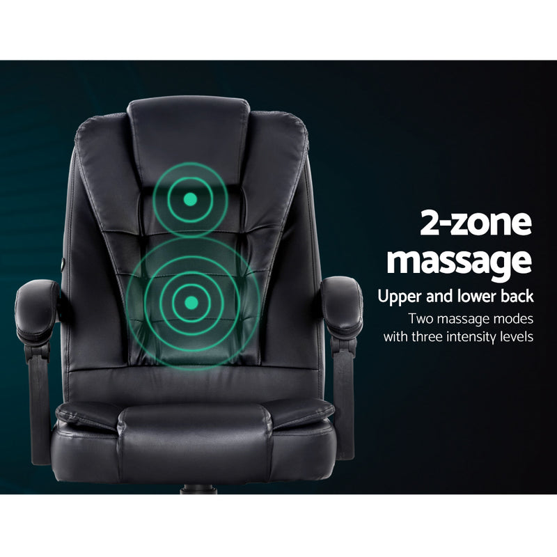 Dealsmate  2 Point Massage Office Chair PU Leather Black