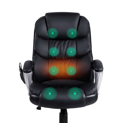 Dealsmate  Massage Office Chair 8 Point PU Leather Black