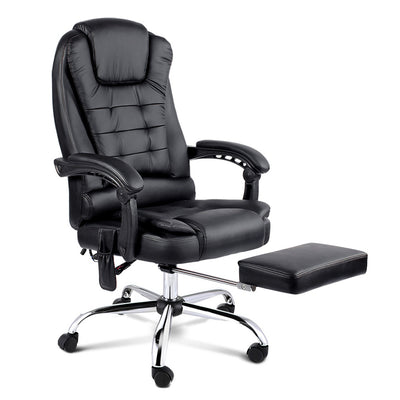 Dealsmate  8 Point Massage Office Chair PU Leather Footrest Black