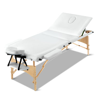 Dealsmate Zenses 3 Fold Portable Wood Massage Table - White