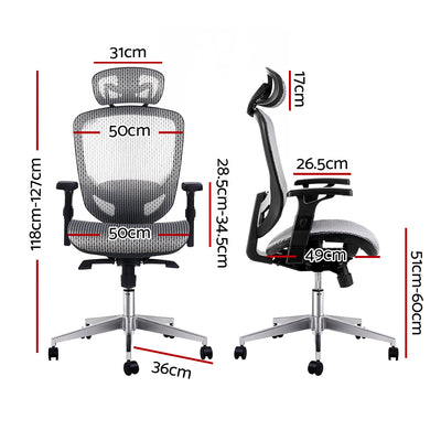 Dealsmate  Office Chair Gaming Chair Computer Chairs Mesh Net Seating Grey