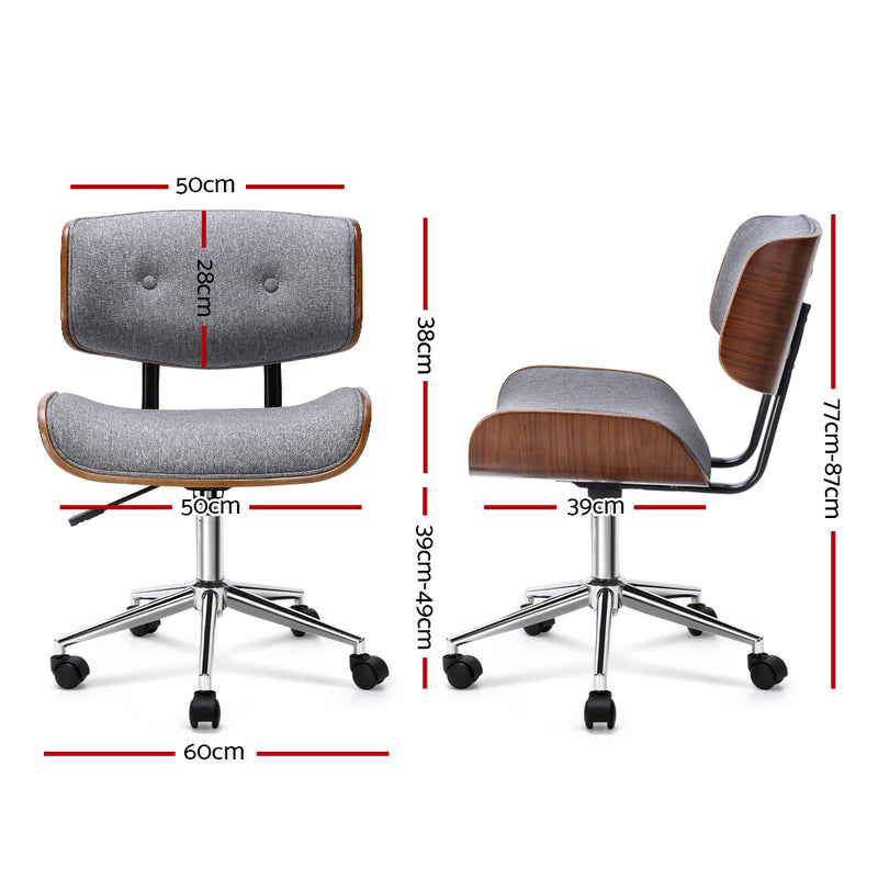 Dealsmate  Wooden Fabric Office Chair Grey