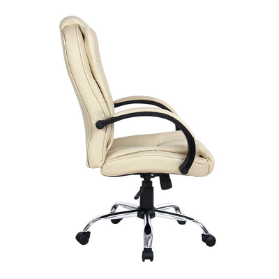 Dealsmate  Executive Office Chair Leather Tilt Beige