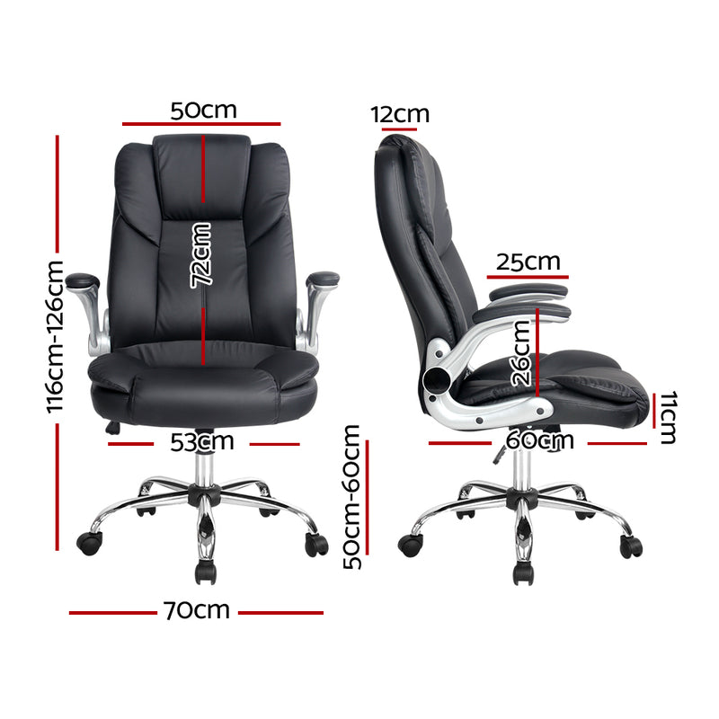 Dealsmate  Executive Office Chair Leather Tilt Black
