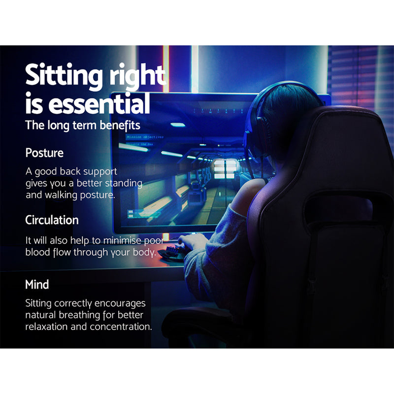Dealsmate  Office Chair Computer Desk Gaming Chair Study Home Work Recliner Black Blue