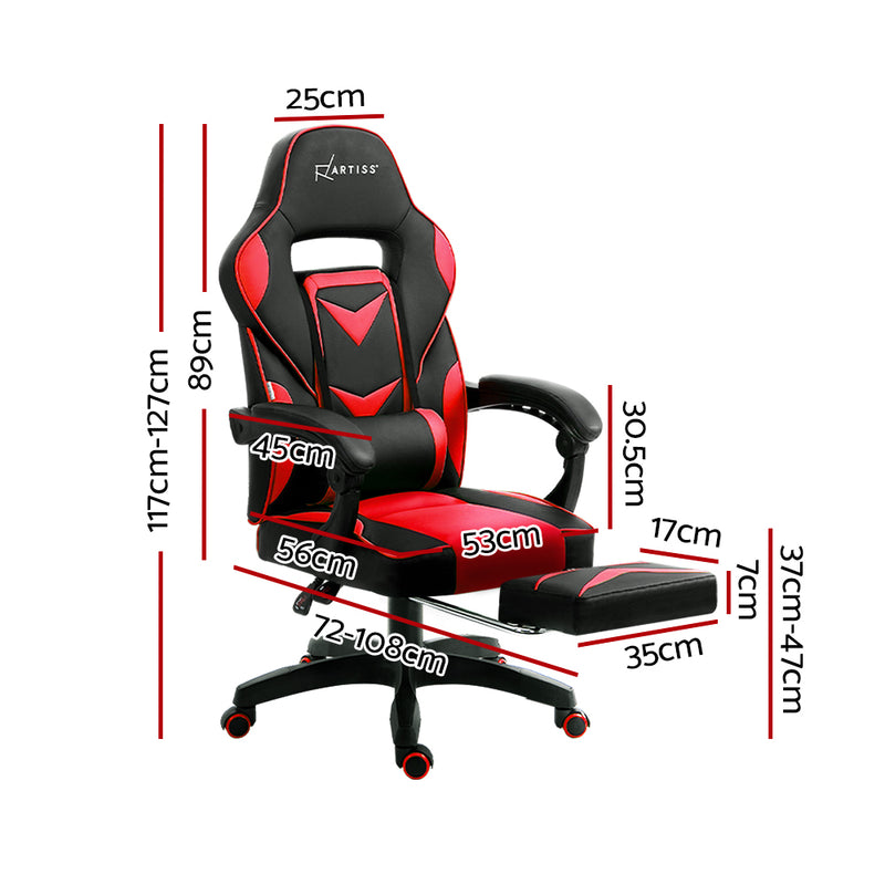 Dealsmate  Office Chair Computer Desk Gaming Chair Study Home Work Recliner Black Red