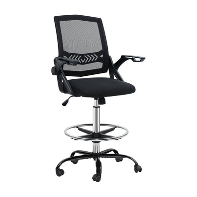 Dealsmate  Office Chair Drafting Stool Mesh Chairs Black