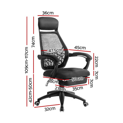 Dealsmate  Mesh Office Chair Recliner Black