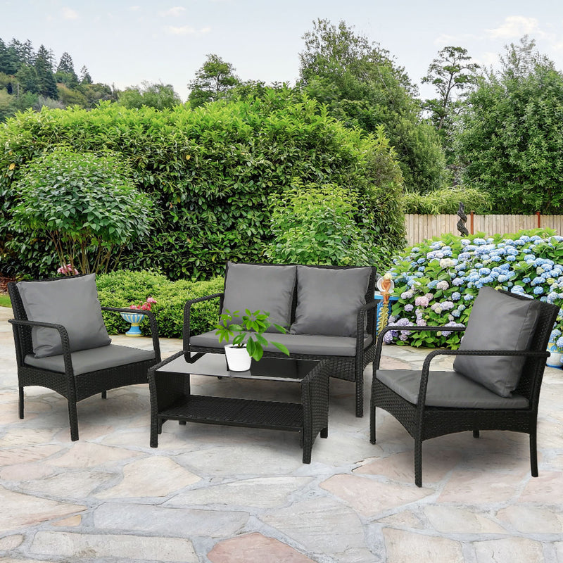 Dealsmate  Outdoor Furniture Lounge Table Chairs Garden Patio Wicker Sofa Set