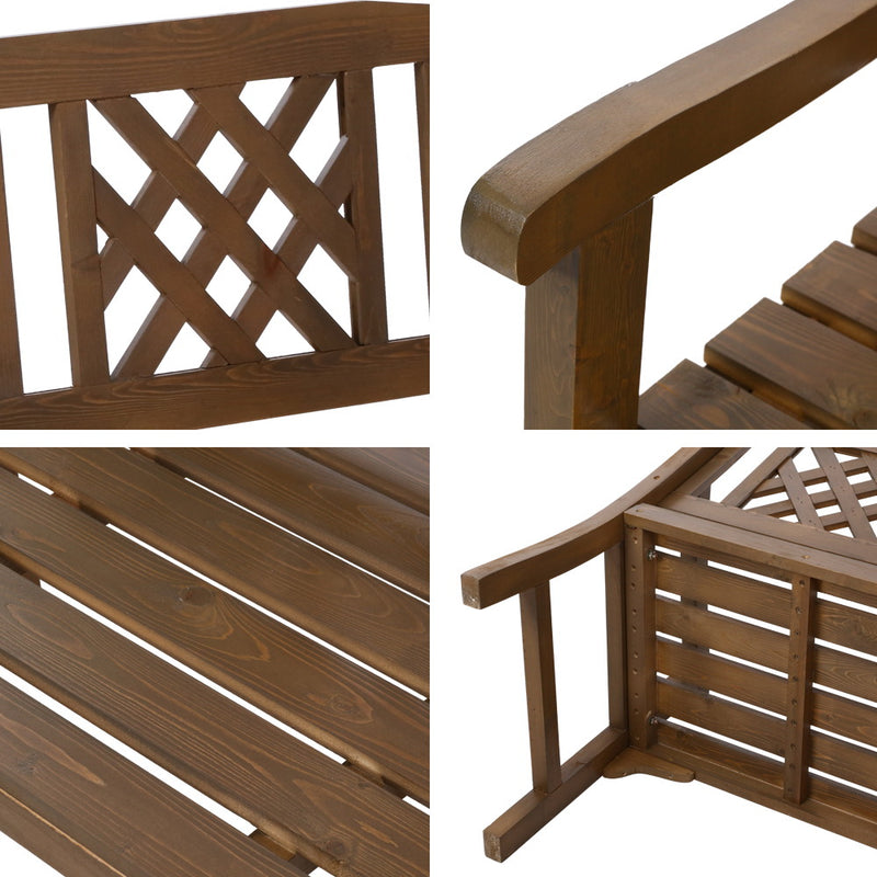 Dealsmate  Outdoor Garden Bench Wooden Chair 2 Seat Patio Furniture Lounge Natural
