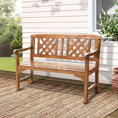 Dealsmate  Outdoor Garden Bench Wooden Chair 2 Seat Patio Furniture Lounge Natural